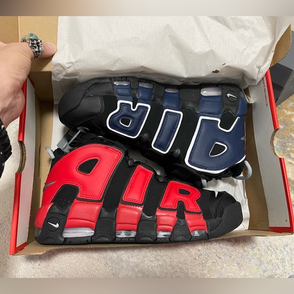 NIB Men Size 10 Nike Air More Uptempo ‘96 Pippen Sneakers Black/Navy/Varsity Red - Picture 14 of 14